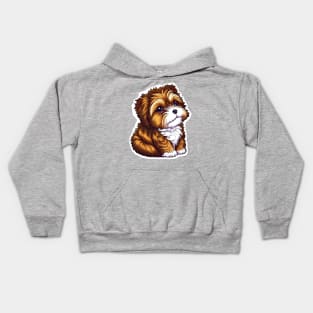 A Brown Havanese Puppy with Golden, Cream & White Highlights Kids Hoodie